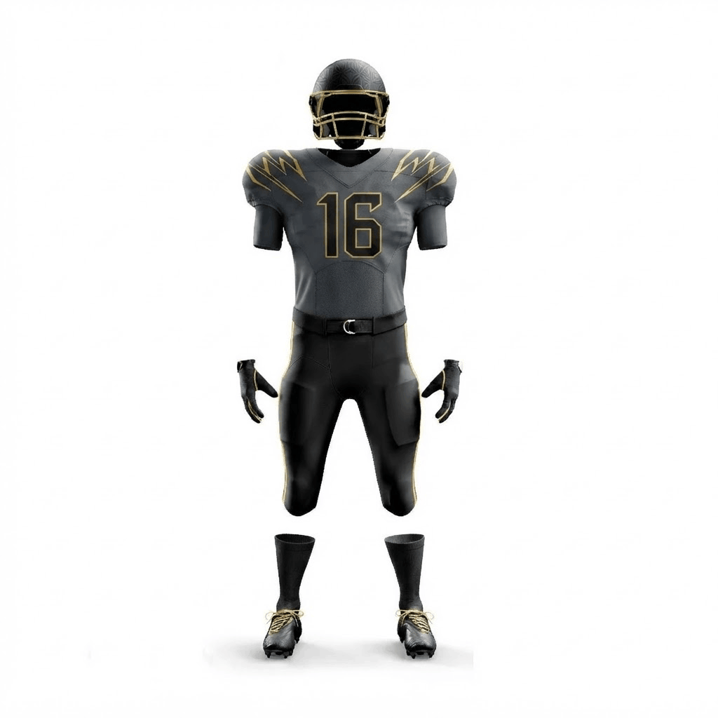 Black Gold Lightning Football Uniform
